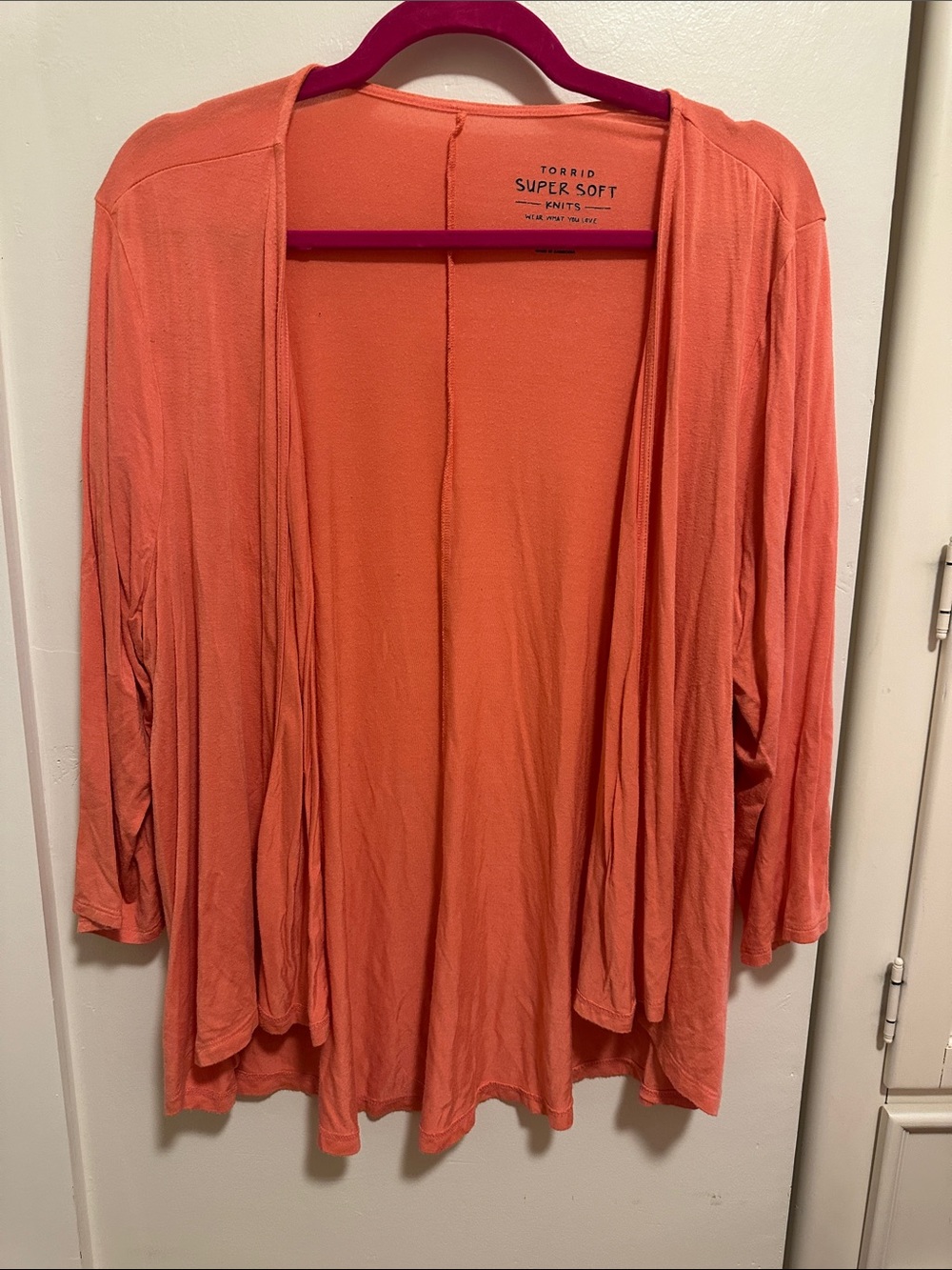 Torrid Super Soft Knit Open Cardigan in Coral Orange
